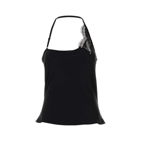 Courreges Women Black Stretch Satin Top